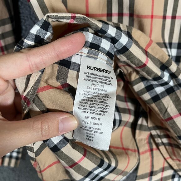 Burberry Nova Check Long Sleeve Button Down Shirt - Men's Size M - Tan - Picture 8 of 14